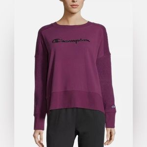 Champion Women's Heritage Mixed Texture Sweatshirt Royal Purple